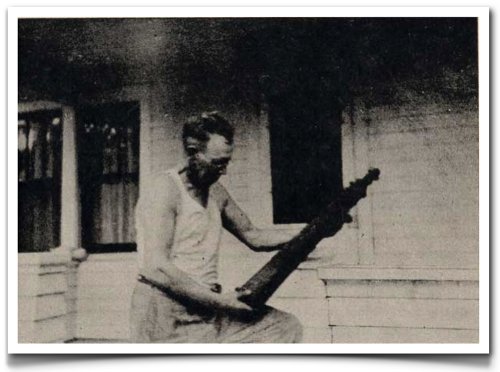 An Icelander holding a langspil in Canada in 1875